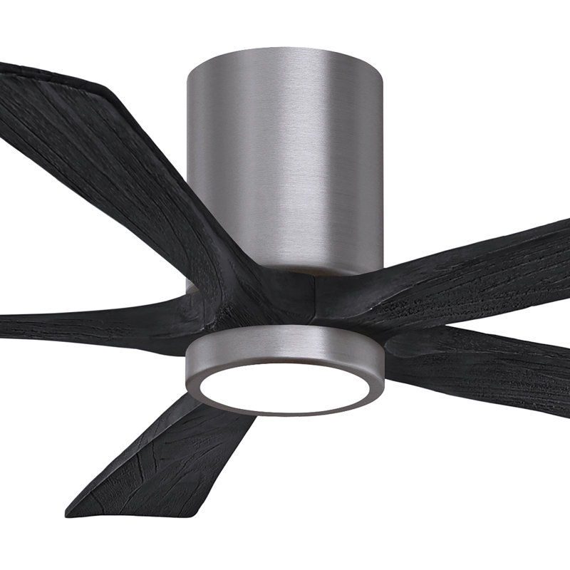 Ventilateur de plafond à 5 pales DEL avec ensemble d'éclairage inclus Irene, Étain brossé, 52", Noir mat