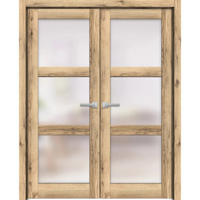 Lucia Solid + Manufactured Wood Paneled without Installation Hardware Kit French Doors
