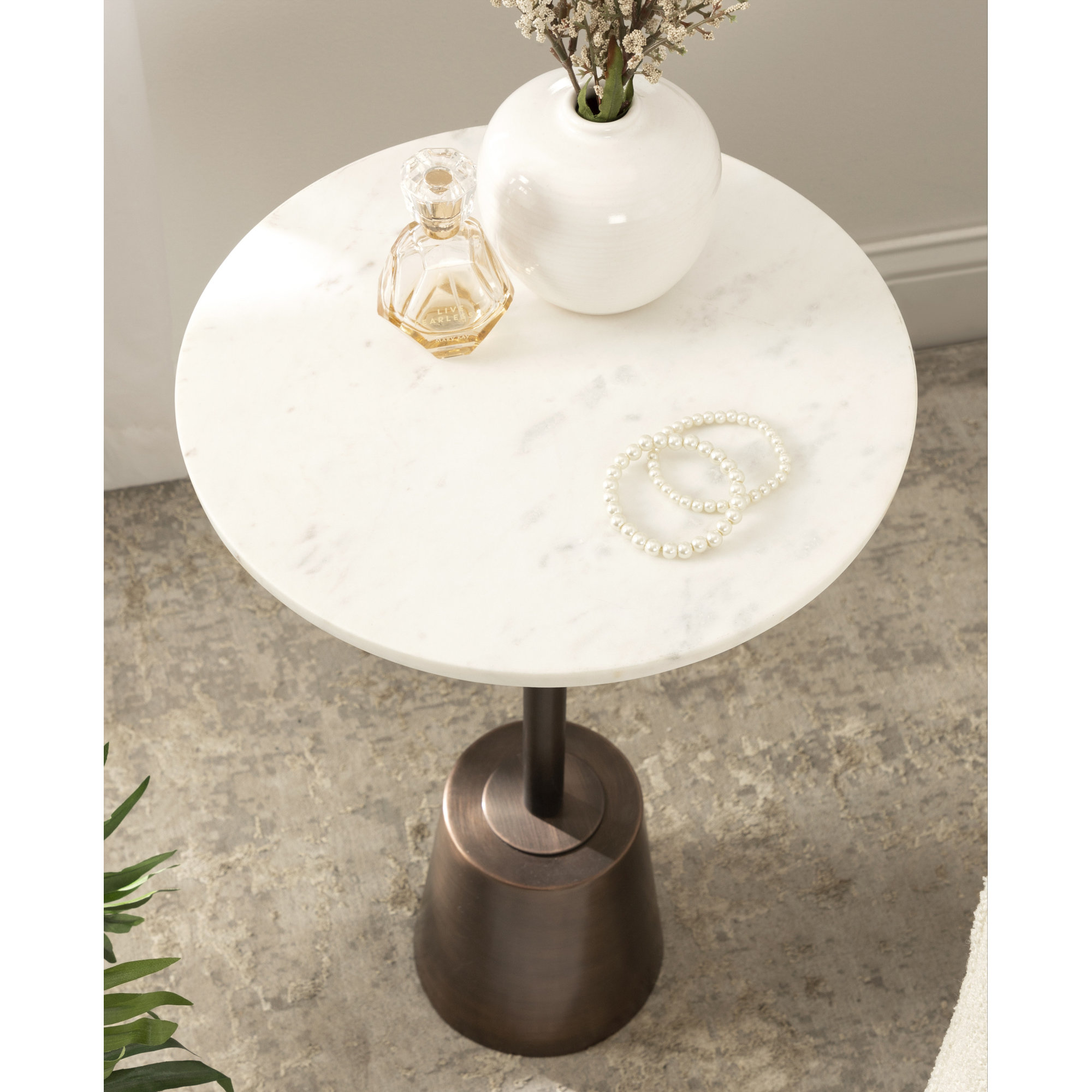 Cemil End Table, Bronze, 23.25" H x 14" W x 14" D, White