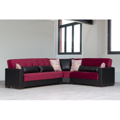  Canapé-lit modulaire en L Nadler réversible avec sièges de rangement pour le salon, coussin de siège ferme