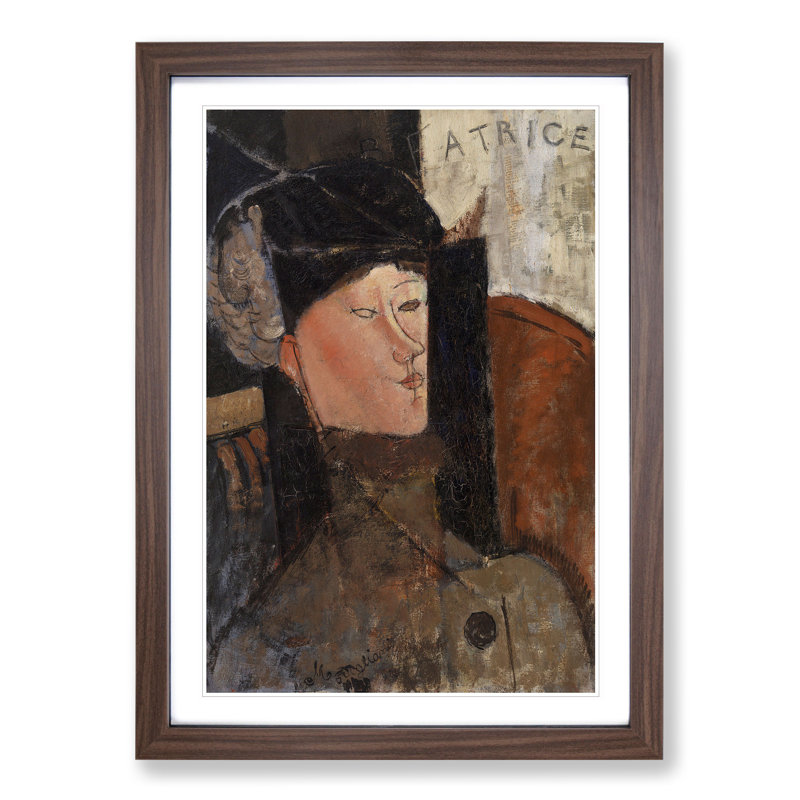 Beatrice by Amedeo Modigliani - Picture Frame Painting, 48cm H x 36cm W x 2cm D, Walnut Framed