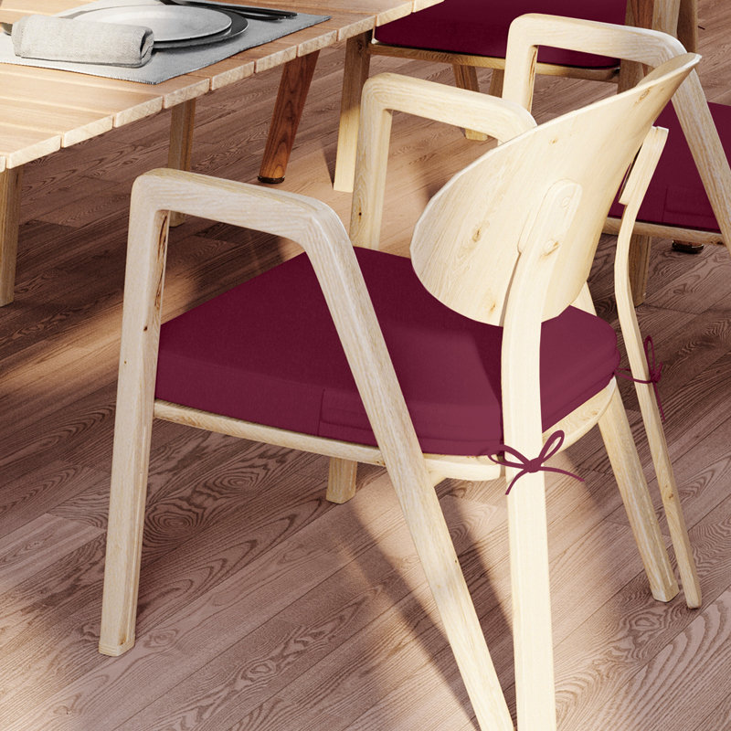 Coussin de chaise de salle à manger en forme de D 17 po x 16 po x 2 po, 2, Rouge vin foncé