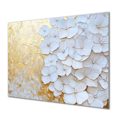 Harmony of Gold Hydrangeas III - Hydrangea, impression murale sur métal
