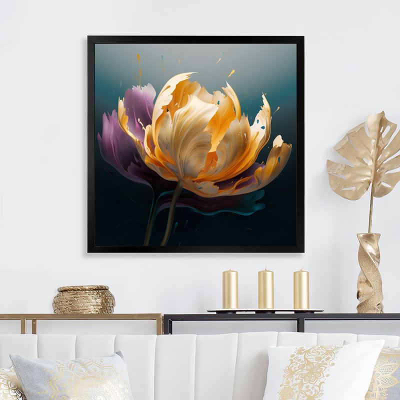«Yellow Graceful Tulip I», reproduction sur toile encadrée, H 30 po x l 30 po x P 1 po, Cadre photo noir