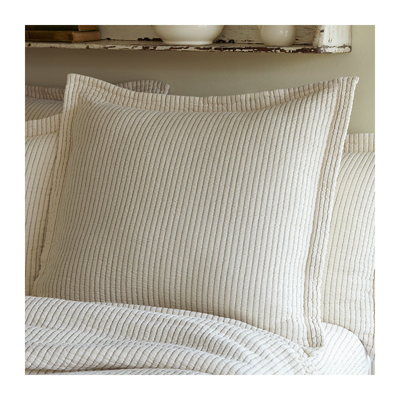 Hudson Stripe Sham, Cream, Standard