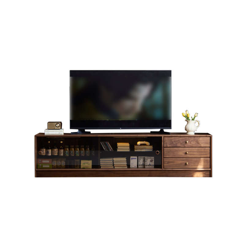 Meuble télé en bois massif au sol, 82.68"
