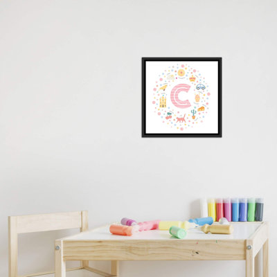Lettre illustrée C rose - impression