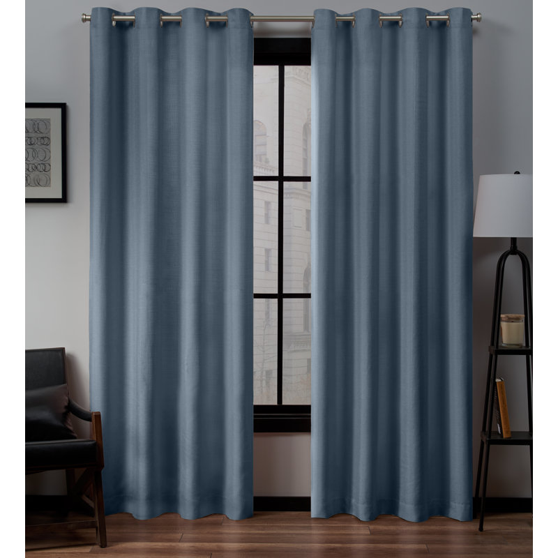 Panneaux de rideaux semi-transparents de couleur unie avec œillets Loha GT Aaliyah, l 54" x L 84", Bleu