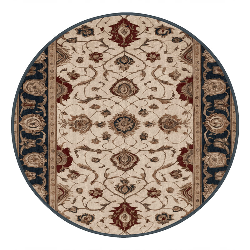 Tapis brun français lavable à la machine, Rond 6 pi