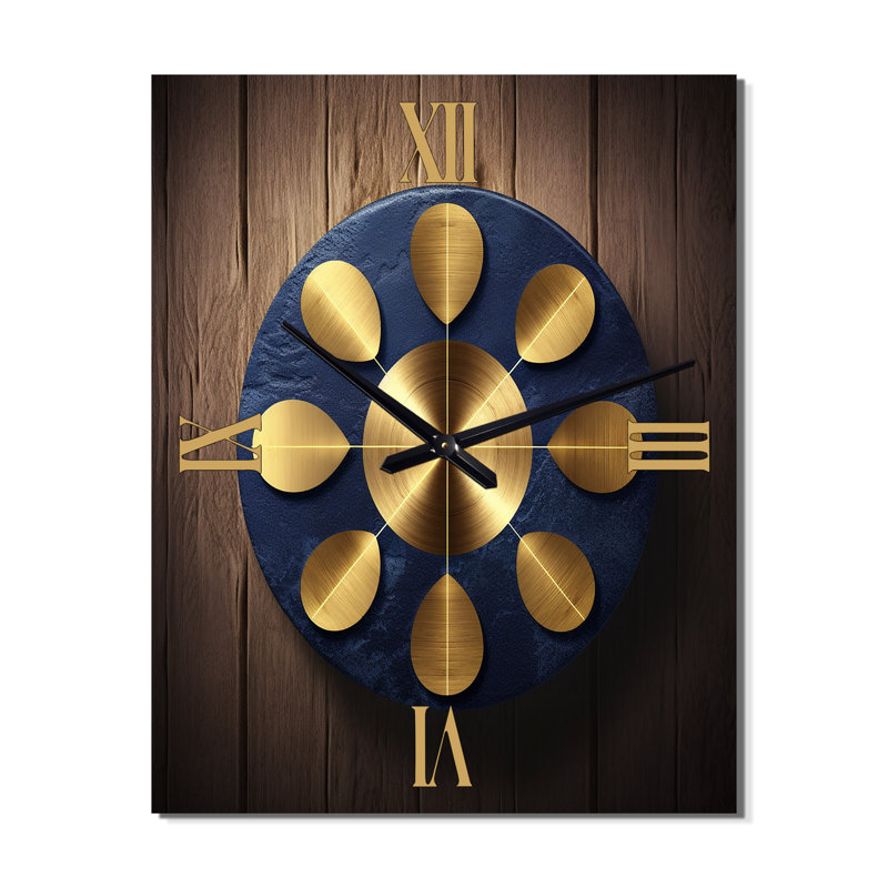 Horloge murale sacrée géométrique sacrée bleue II, H 32 po x l 16 po x P 1 po
