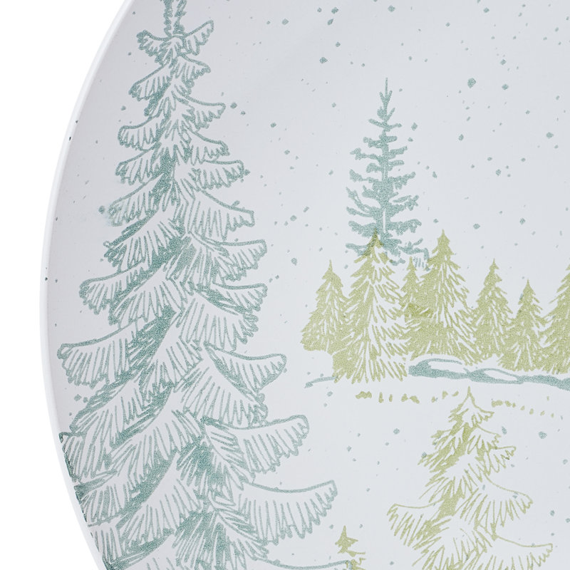 Tranquil Trails White Ceramic 12-Piece Dinnerware Set, Service for 4