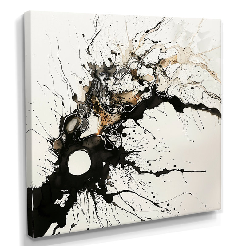 Fluide, méandres, impression d'art abstrait à l'encre liquide, Toile tendue, H 36 po x l 36 po x P 1,5 po
