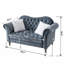 Causeuse Chesterfield 66,5 po, canapé capitonné en velours avec accoudoirs roulés et garniture cloutée, gris-115948907