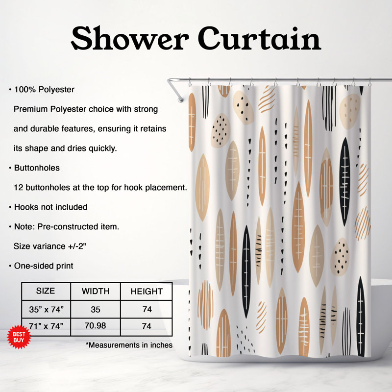Rideau de douche Gentle Boho - Premium 43, H 74 po x l 71 po