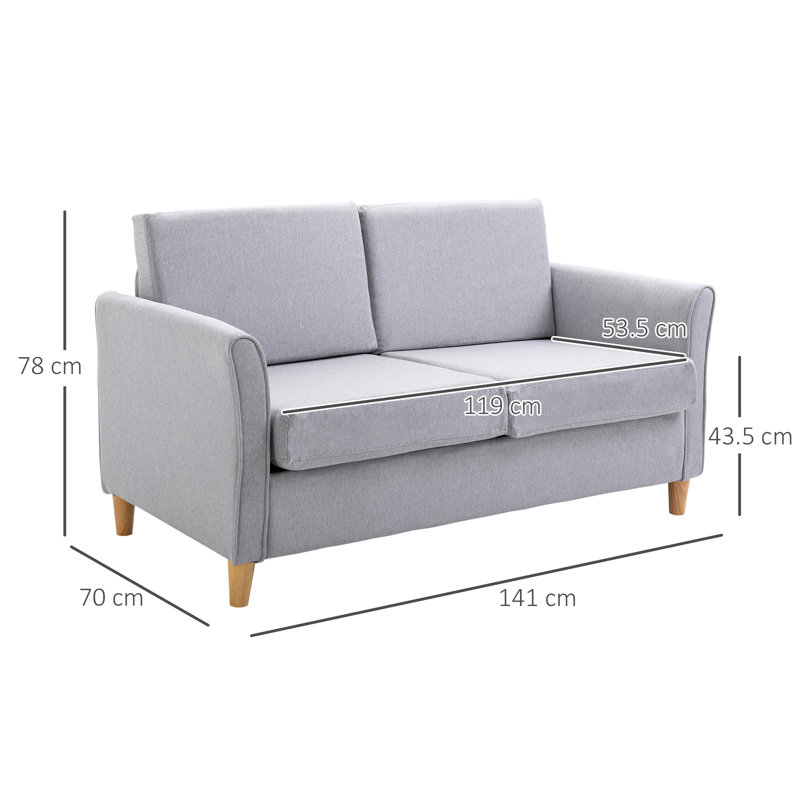 Leela 2 Seater Linen Loveseat, Grey