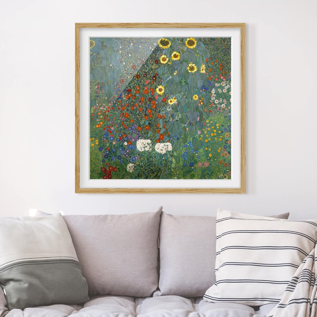 Gerahmtes Papierbild Garten Sonnenblumen von Gustav Klimt