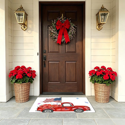 Red Vintage Truck 24" x 36" Independence Day Door Mat Living Room Balcony