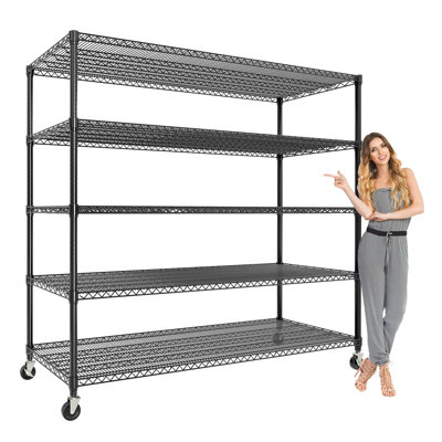 Étagère en métal robuste à 4 niveaux, tablettes réglables en hauteur avec pieds de nivellement, support de rangement pour le garage, le garde-manger, le sous-sol et la cuisine