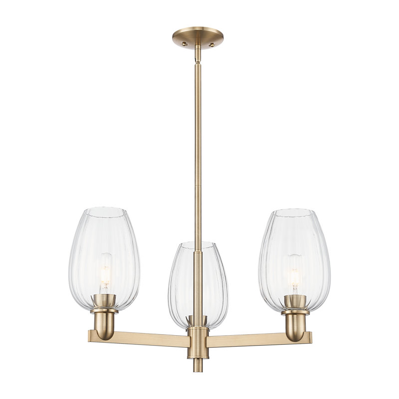 Hailsham - Lustre suspendu 3 lumières, Clair, Bronze champagne, Trois lumières