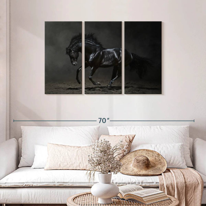Brampt Shiny Black Horse, 28" H x 45" W