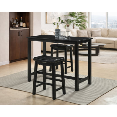 Table de salle à manger 3 pièces à hauteur de comptoir Heathcote 47 po avec 2 tabourets rembourrés