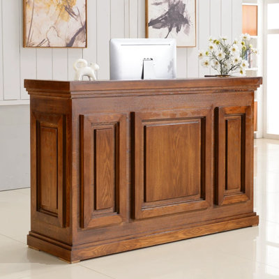 Bureau de réception rectangulaire en bois manufacturé Retro