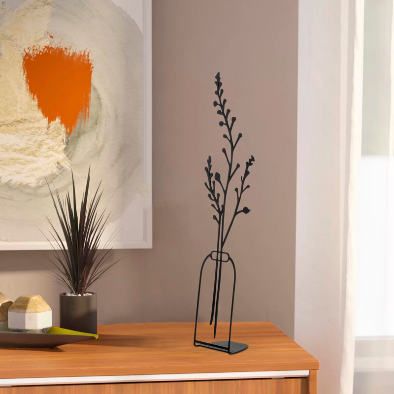 Élégant objet décoratif, métal noir, 4,7 po x 17,7 po | Fabrication 100% métal, épaisseur: 0,06 po | Parfait pour la décoration intérieure, l'esthétique moderne, durable et accrocheur
