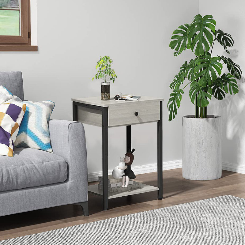 Table de chevet Berit, Gris / beige