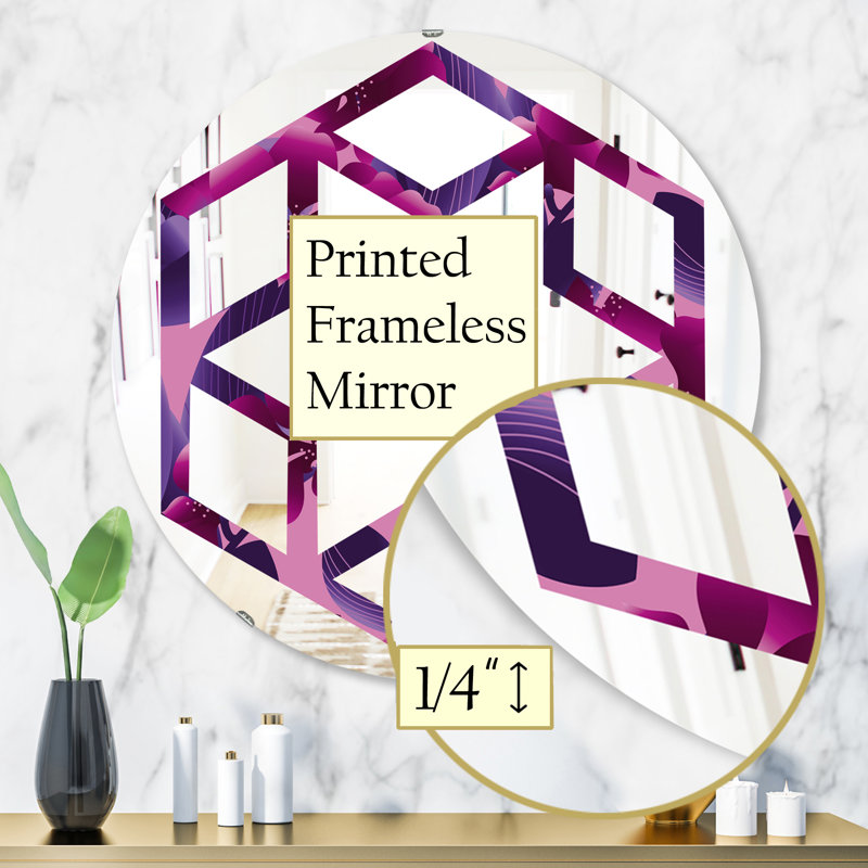 Miroir mural hexagonal à motif floral orchidée star, H 31,5 po x l po
