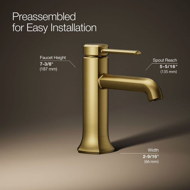 Occasion Single Hole Bathroom Faucet, Vibrant Brushed Moderne Brass