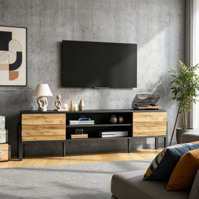 Unfinished TV Stand for TVs up to 70" with Fireplace Included