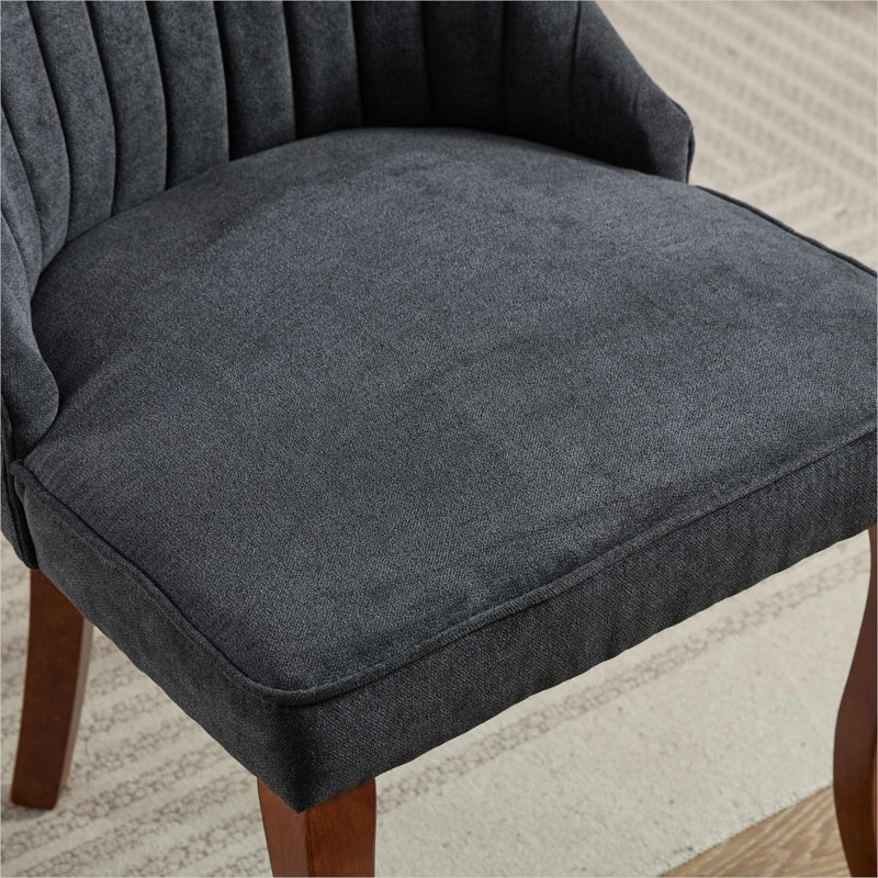 Ensemble de 2 chaises d'appoint avec revêtement en flocons de rayonne noir et dossier haut pour la salle à manger