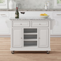 Brantley Granite Top Rolling Kitchen Cart with Towel Rack, Color: White -  JCPenney