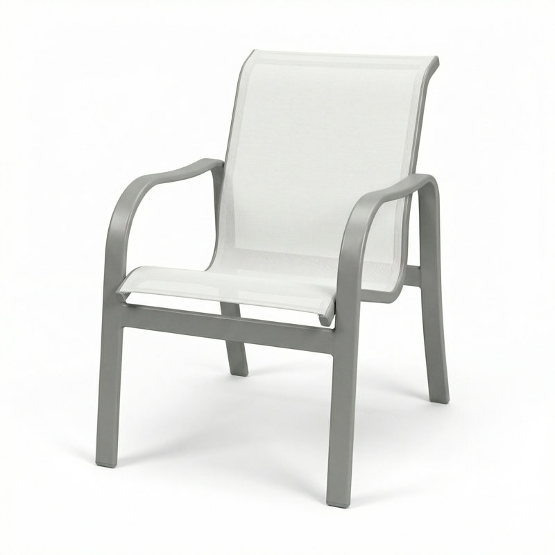 Chaise avec accoudoirs, White Sling/Matte Grey