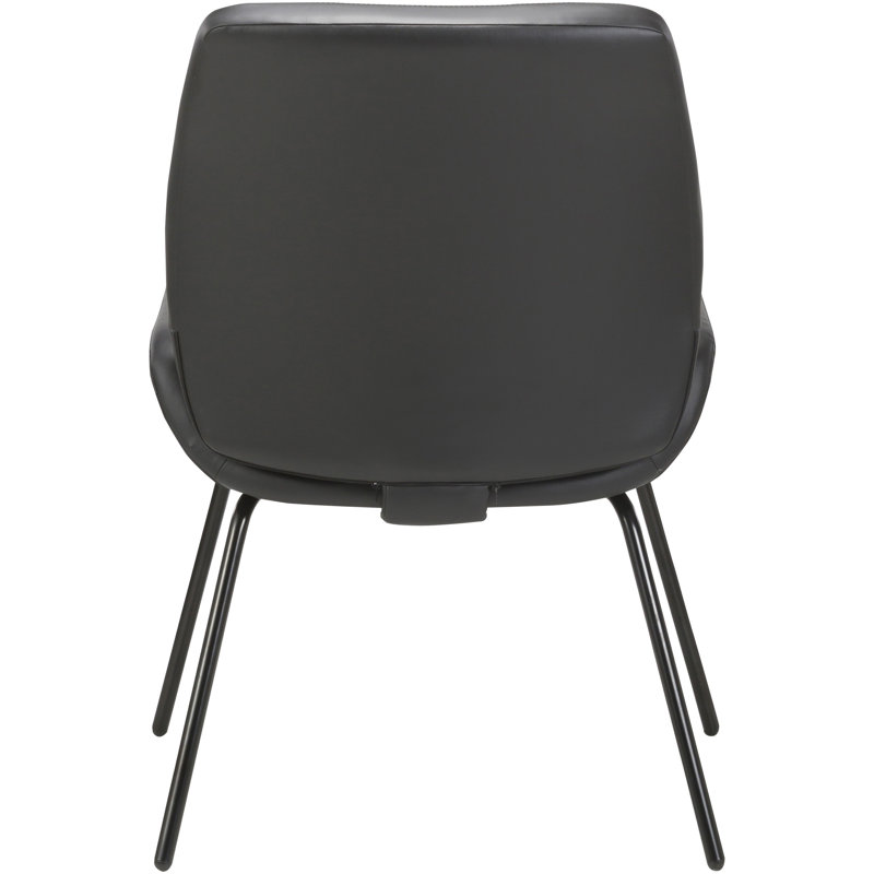 Black Bonded Leather Guest Chair with Metal Frame
