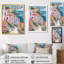 Rose, bleu, charmant, Italie, bord de mer, village, art mural, salon-1368564534-1368564524
