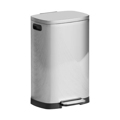 Ksskss Kitchen Step Trash Can With Lid, 13 Gallon / 50 Liter Stainless Steel Garbage Bin With Removable Inner Bucket, Anti-fingerprint, Waterproof, And Silent Close, Trash Bin For Kitchen, Bedroom, Living Room And Office
