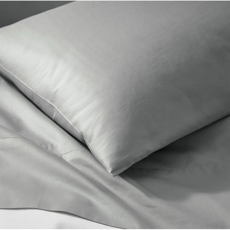 Percale Hemmed Pillowcase Set, King Pillowcase, Shore