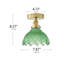 Plafonnier encastré 1 lumière E26, laiton poli et verre vert, luminaire en métal à intensité variable, homologué ETL