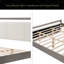 Lit avec tête de lit en tissu ivoire, structure en bois-707350639