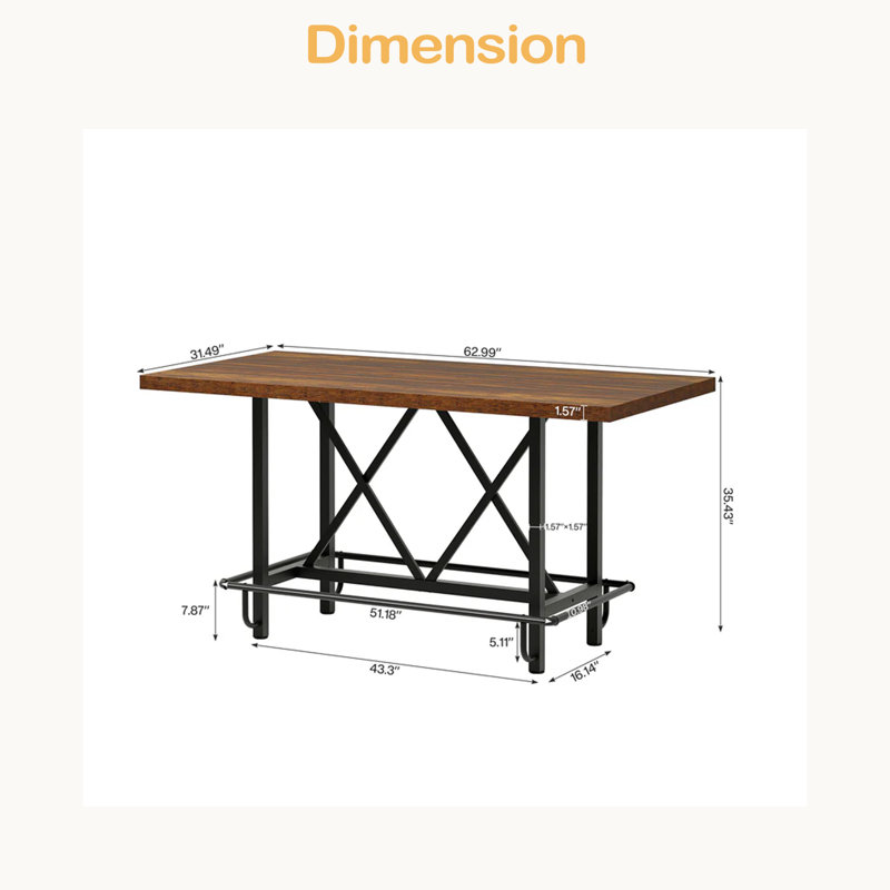 Rustic Pub Bar Counter,Sturdy Bar Table