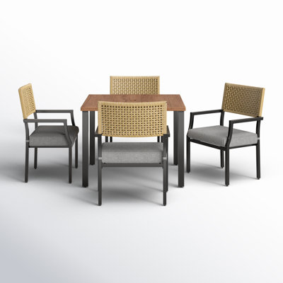 Aiden 4 - Person Patio Dining Set with Square Table , Cushions Included