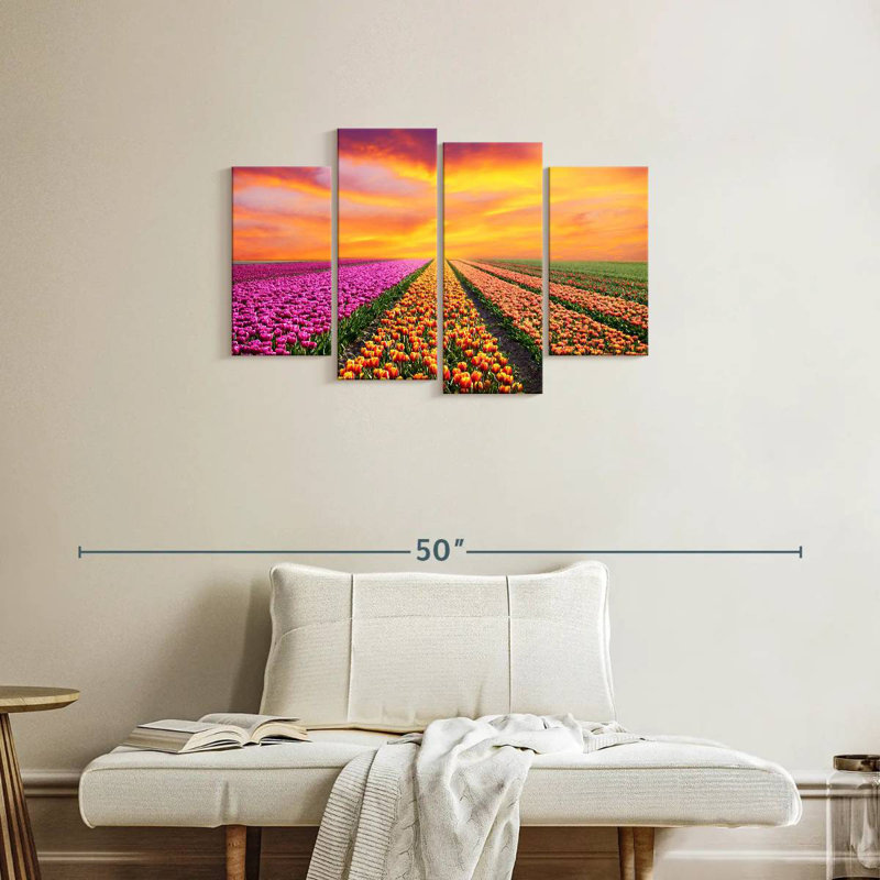 Alvord Vibrant Spring Tulip Rows, 22"H x 36"W