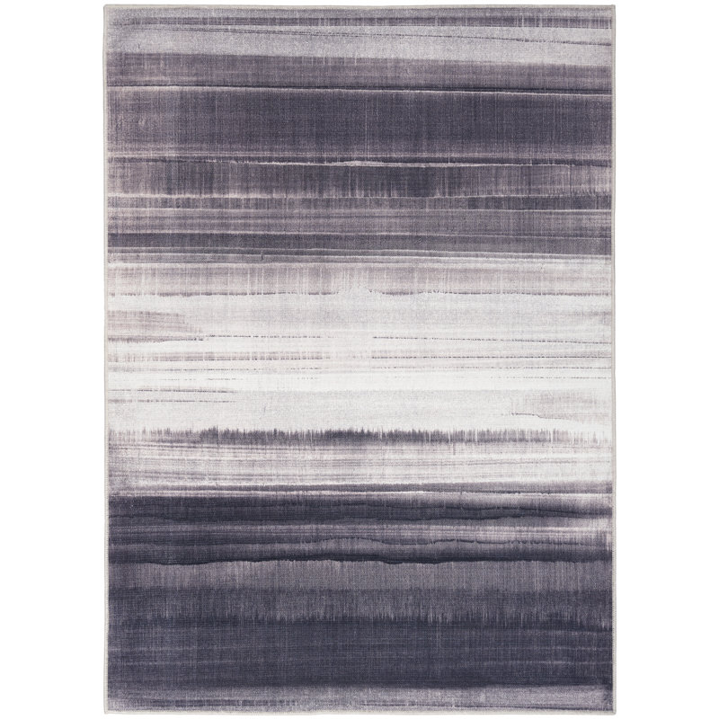 Abstract Machine Washable Polyester/Cotton Area Rug in Cream/Ivory, Rectangle 7'10" x 9'10"
