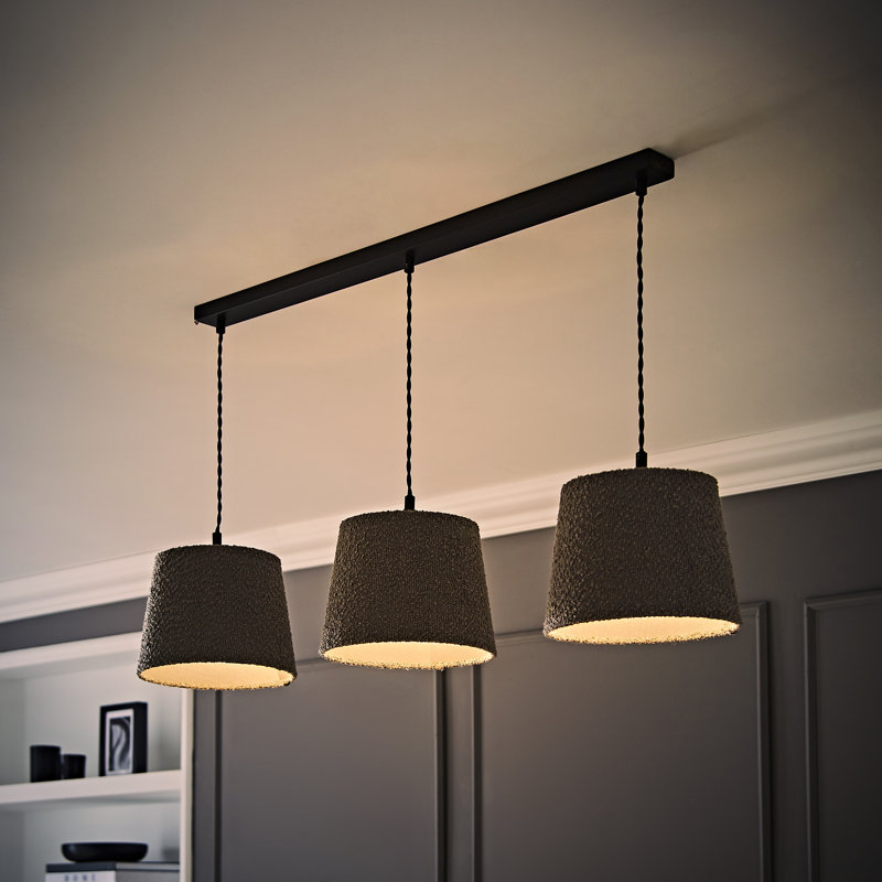 3 - Light Matte Black Pendant, Grey
