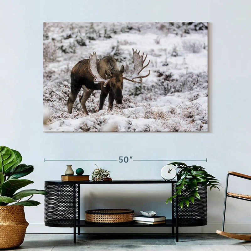 Orignal d'hiver Brampt en Alaska, H 34 po x l 51 po