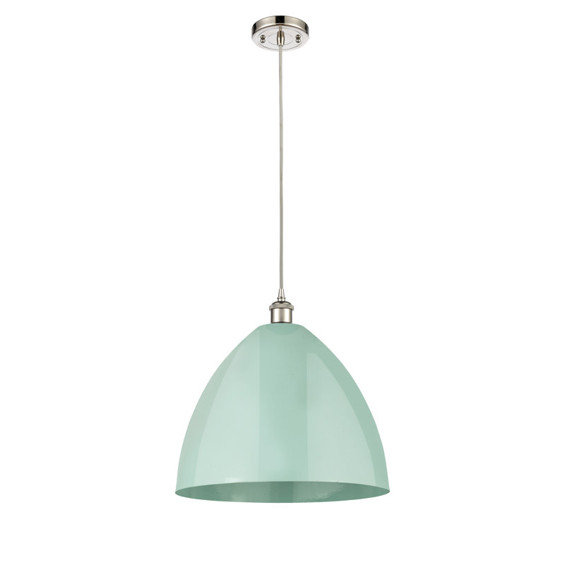 Luminaire suspendu conique 1 lumière, Vert clair, Argent