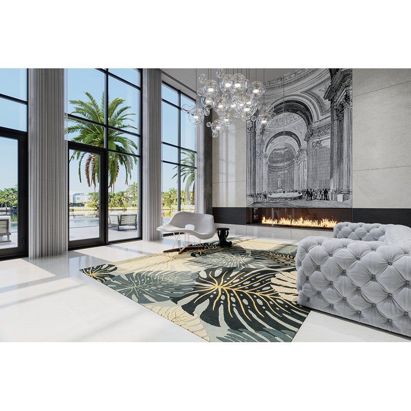 Wool Floral Area Rug, Rectangle 2' x 3'