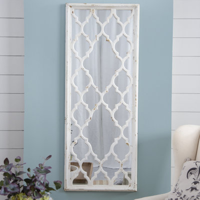 Miroir de plancher blanc vieilli