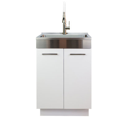 Évier de buanderie autoportant avec robinet 23,6 po x 19,7 po